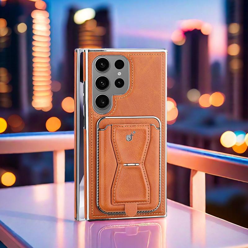 Magnetic Holder Phone Cases for S25/S24 Ultra/S23 Men Business Leather Shockproof Cover NH15