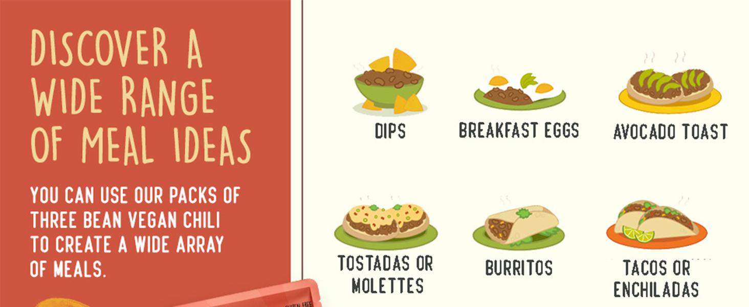 BeanVIVO (6) Organics Plant based Protein Three Bean Vegan Chili  Good Source Fiber  Nutritious  Microwave Meal  GlutenFree Plant Food  10 OZ