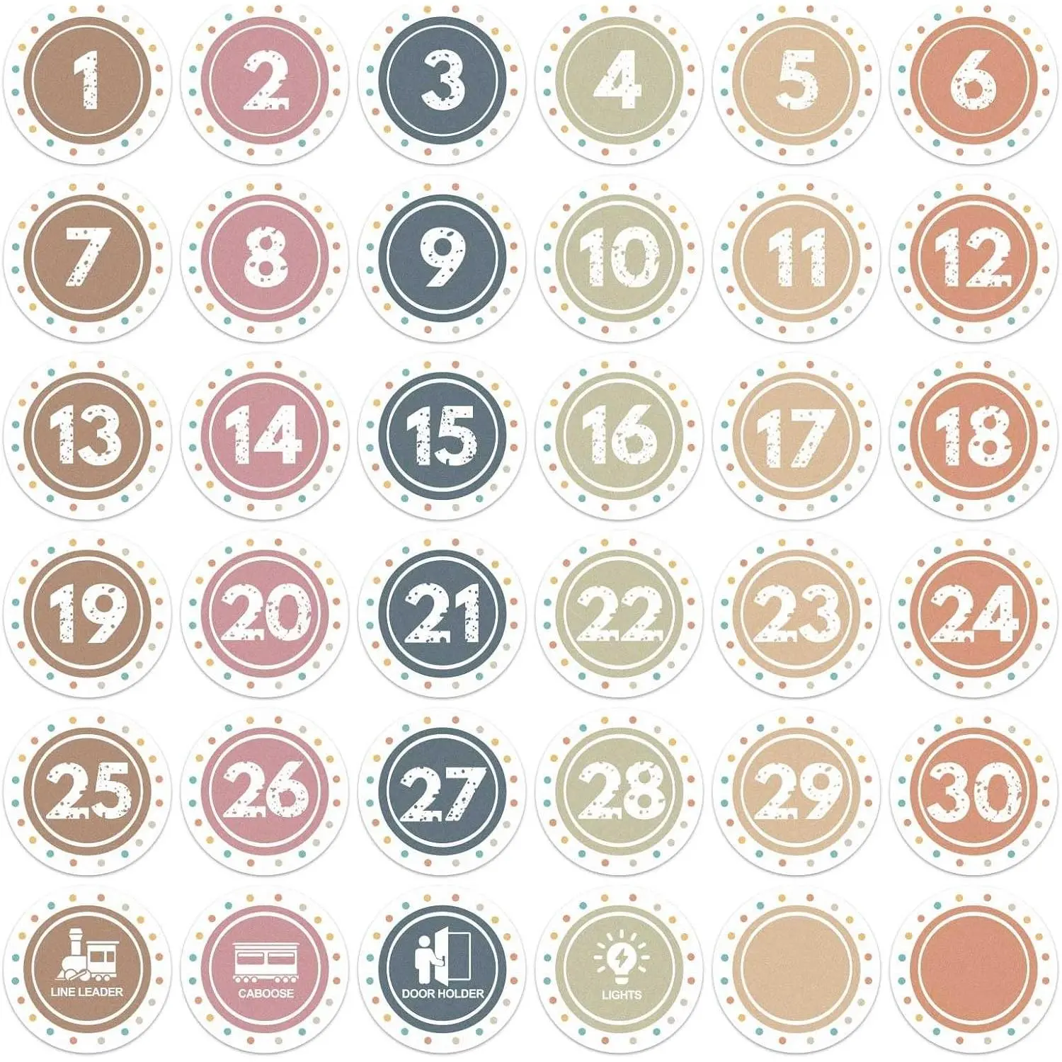 Boho Line up Spots for Classroom - 36pcs Number Stickers Floor Dots Decals for Classroom Lining up Back to School Kindergarten Preschool Supplies