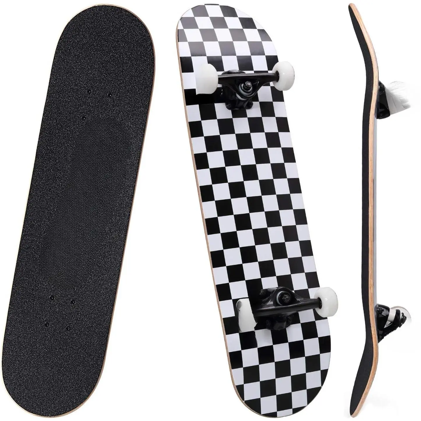 Skateboards for Beginners, Complete Skateboard 31 x 7.88, 7 Layer Canadian Maple Double Kick Concave Standard and Tricks Skateboards for Kids and Beginners