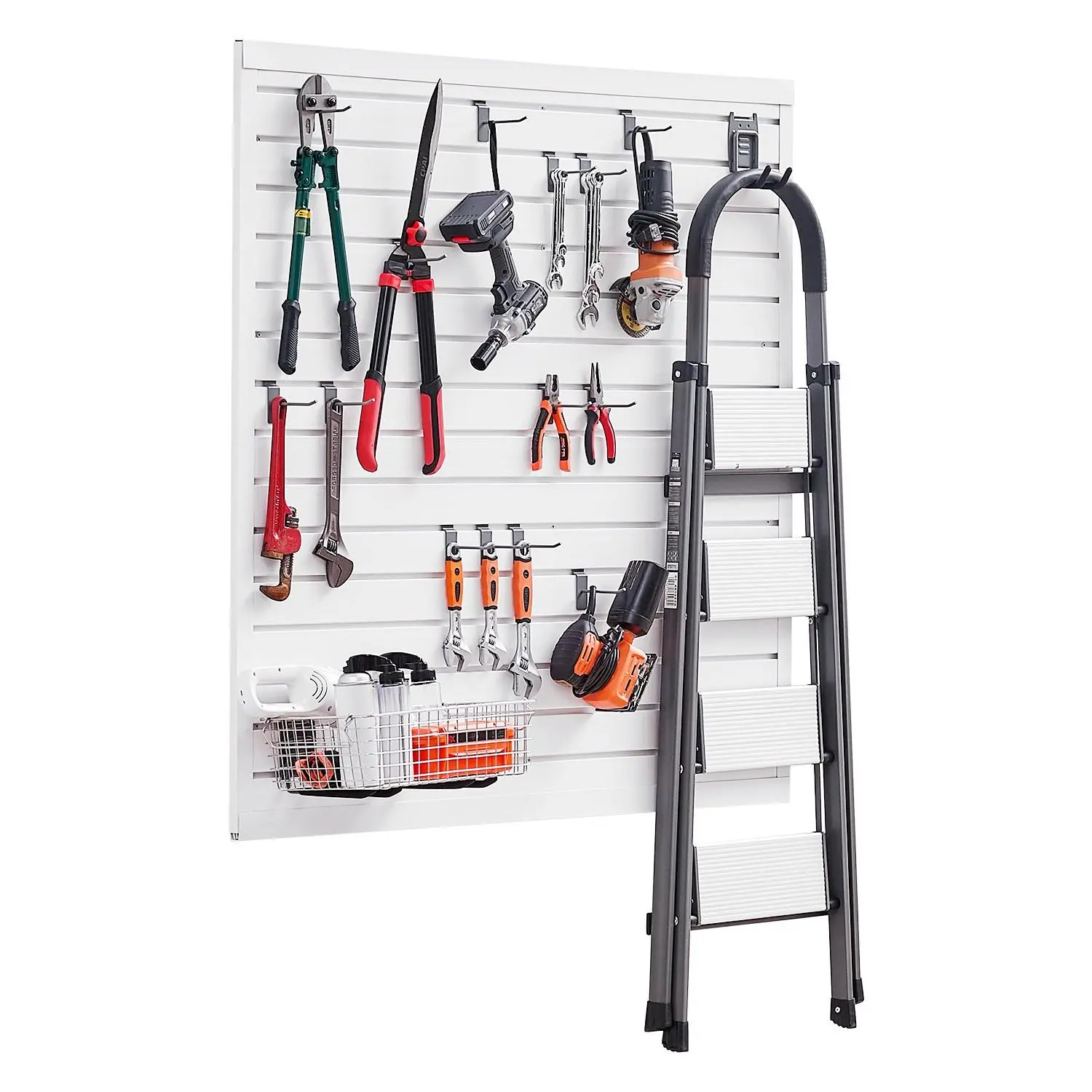 VEVOR Slat Wall Paneling, 4x 4 ft, PVC Garage Slatwall with Modular Design, White Slat Wall Easy-to-Install Adjustable Slatwall Panel with Coupling Structure DIY Cutting, Fits for Storage Display