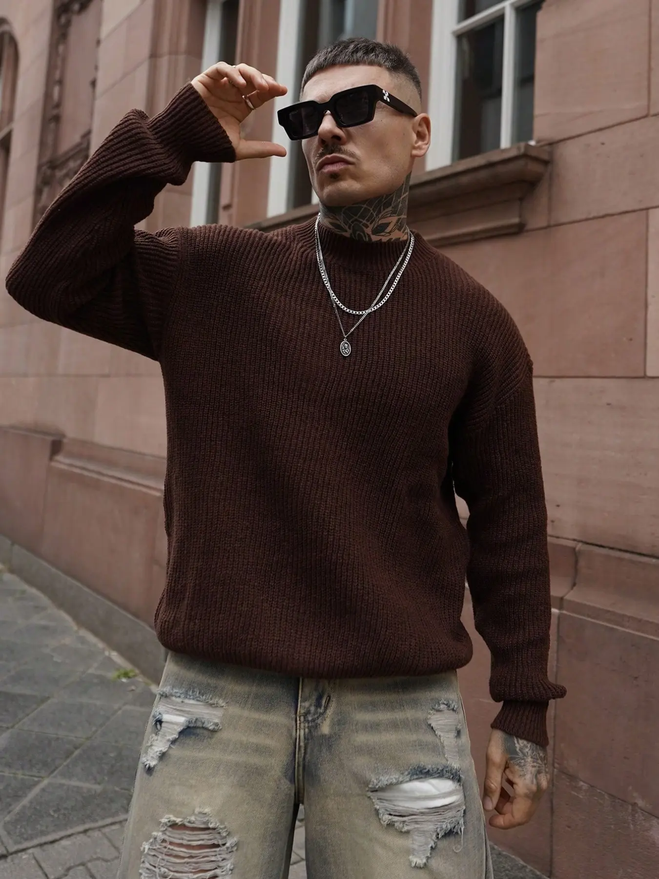 Men's Long Sleeve Solid Knit Sweater, Comfortable Casual Style, Layering Friendly, Essential Wardrobe Piece, Perfect for Daily Wear