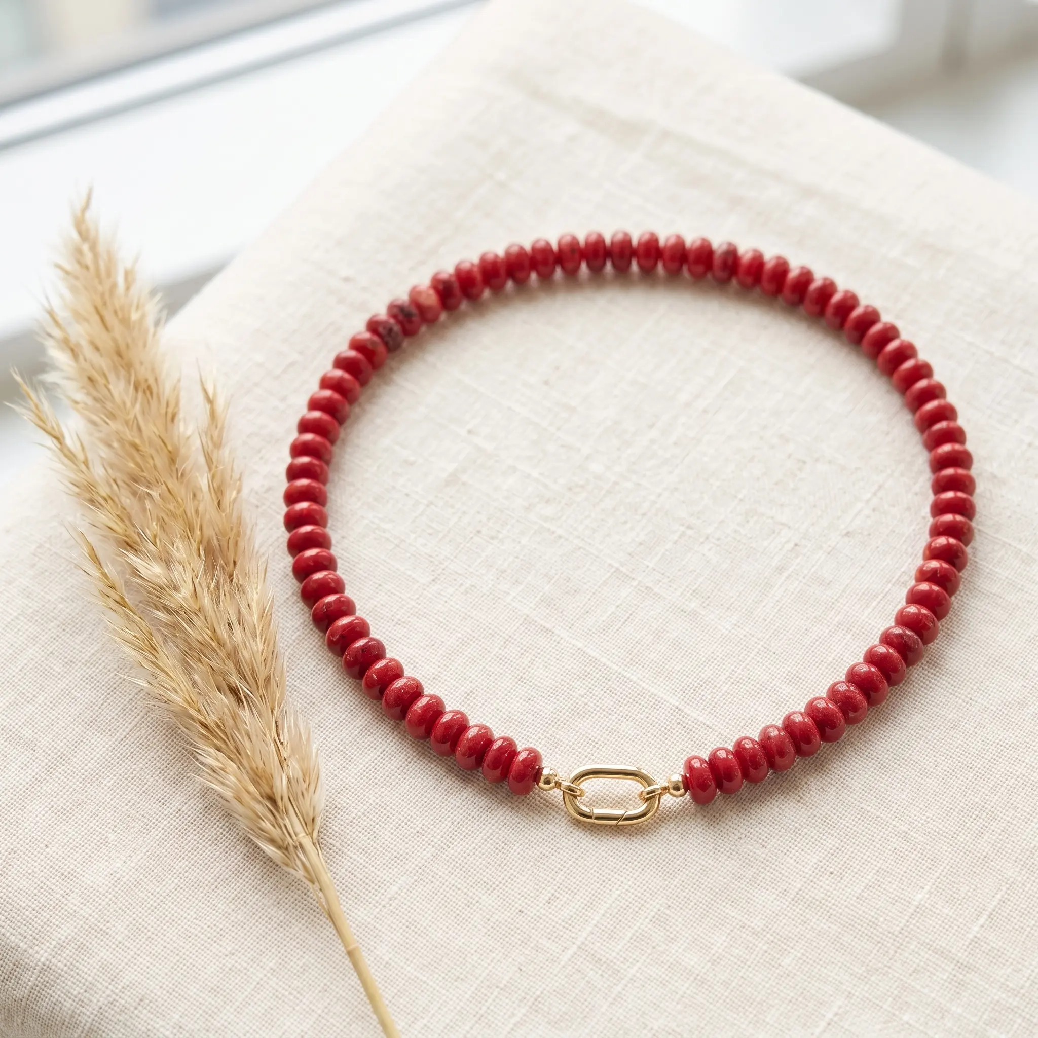 Handmade Natural Stone Necklace with Abacus Beads - Minimalist Retro Collarbone  for Women, Adjustable Daily Wear Accessory, Skin-Friendly, Beaded Necklaces, Detachable Clasp, Unisex,  Jewelry Necklaces