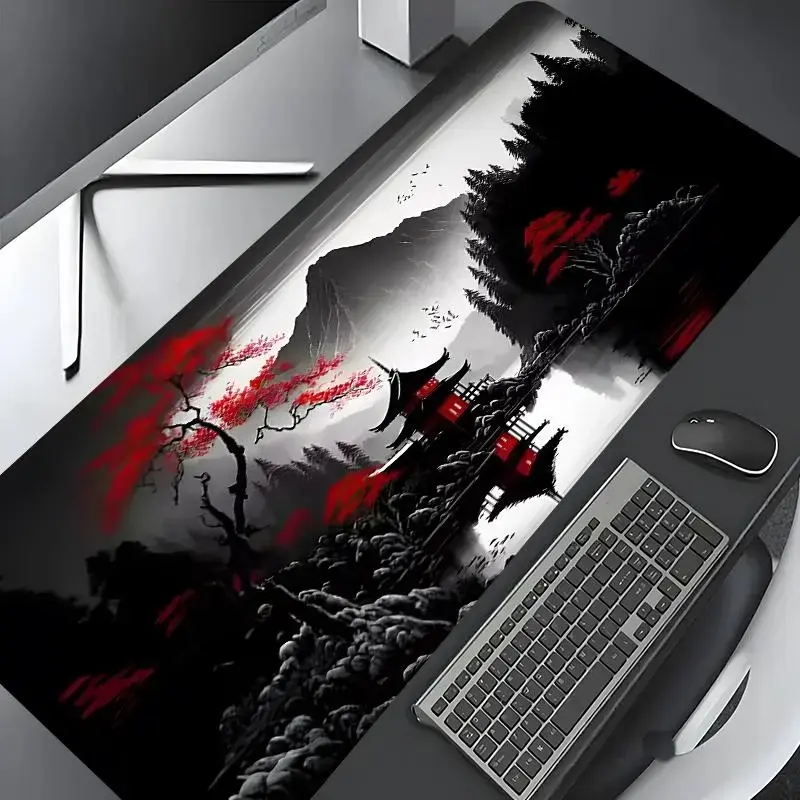 Japanese Landscape Pattern Mouse Pad, Rectangle Gaming Mouse Pad, Non-slip Durable Mousepad, Office Desk Keyboard Mouse Mat for Home Office Game Room Desk, Mouse Pad for Laptop