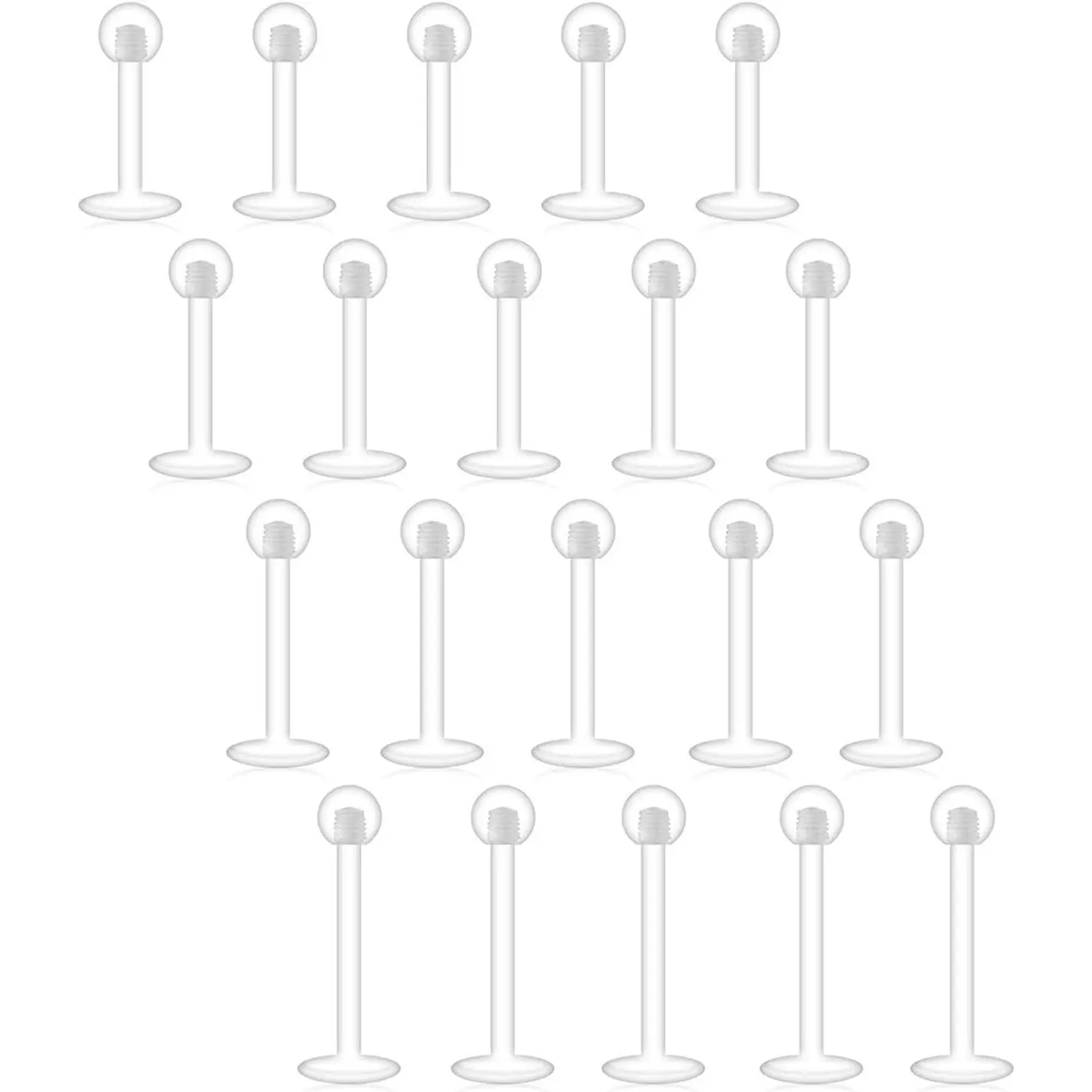 Clear Cartilage Earring-16pcs 16G Clear  Bioflex Tragus Retainer Lip Rings Nose Studs Labret Ear Helix Earring Clear 6mm/8mm/10mm/12mm