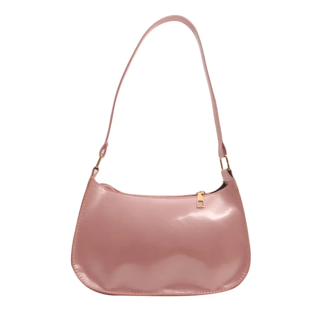 Women's Glossy Patent Leather Mini Hobo Bag - Adjustable Wide Strap, Zipper Closure, Minimalist Daily Handbag for Women, Underarm Shoulder Bag, Handbags For Women