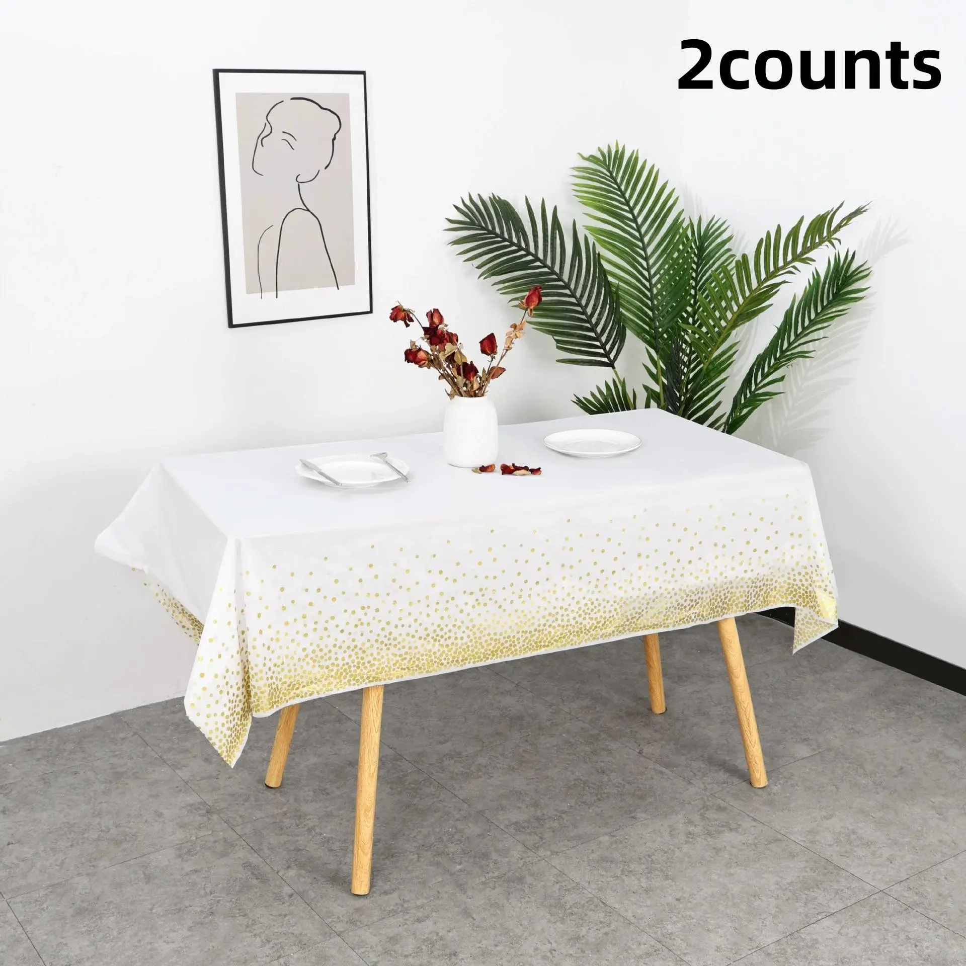 2-Pack Dot Disposable Party Tablecloths, Ideal for Family Gatherings, Halloween, Christmas, and Other Festive Events
