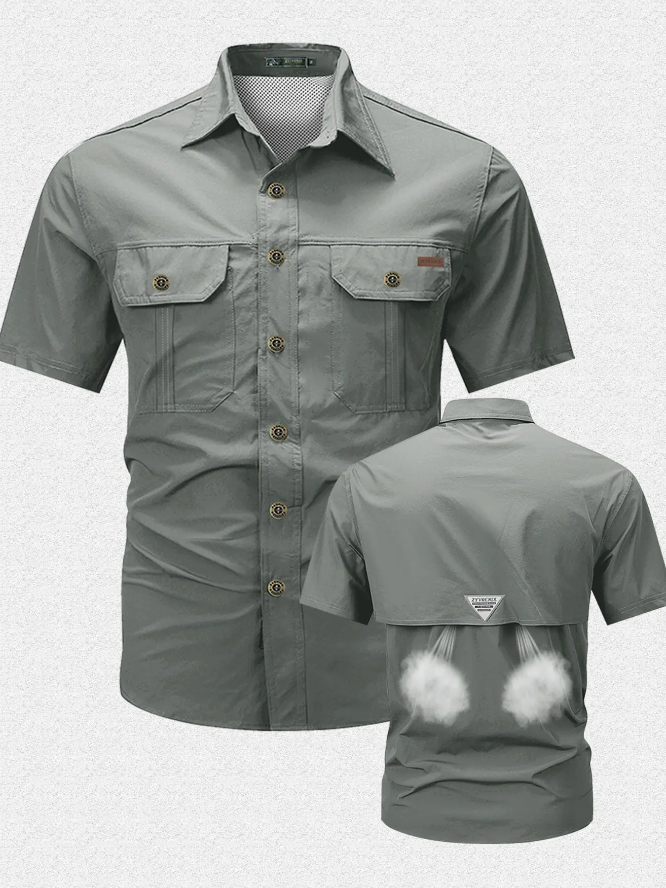 Light Men's Summer Outdoor Clothing, Lightweight Quick-Dry Short Sleeve Shirt, Mesh Breathable Nylon Fabric, Casual Loose Fit