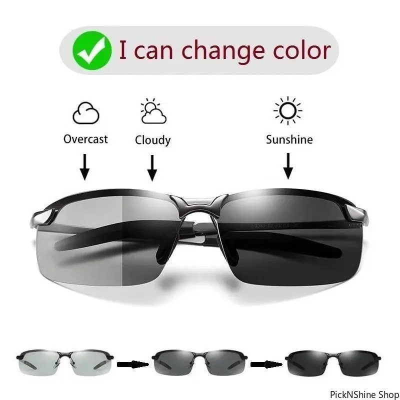 Photochromic Polarized Sunglasses Light Changing UV400 Lenses For Men Driving And Fishing Gorpcore Aesthetic Summer Outdoor Essentials Anti Glare Sport Shades Day Night Vision