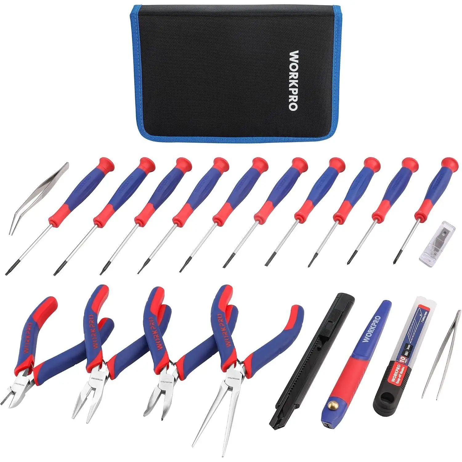 33PCS Repair Tool Kit, Screwdriver, Pliers Set with| Craft & Knife, Tweezers, Repair Applications,, Multi-Purpose DIY