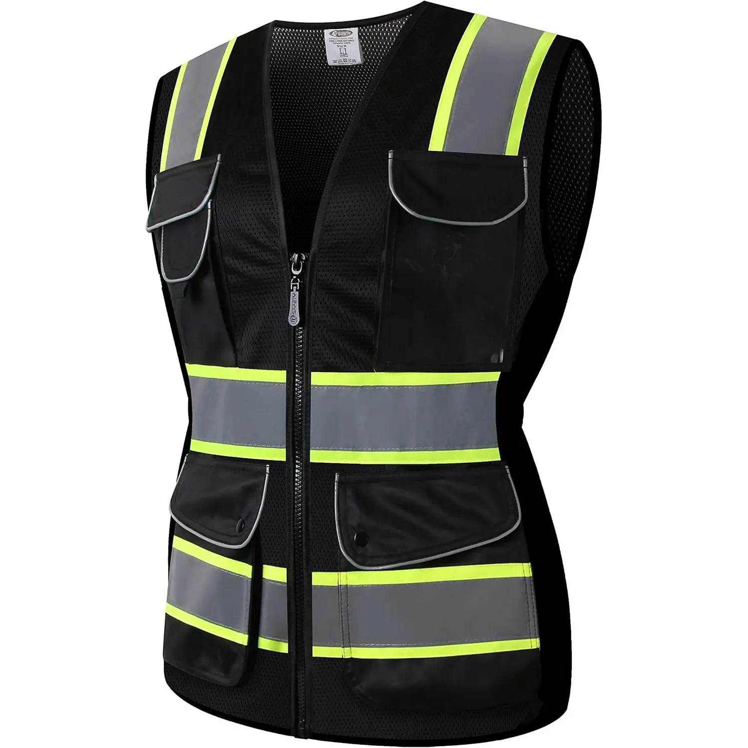 Women's Breathable Mesh Safety Vest, Neon Outdoor Wear, ANSI Certified High Visibility Gear with Reflective Strips and Multiple Pockets, Mesh Fabric