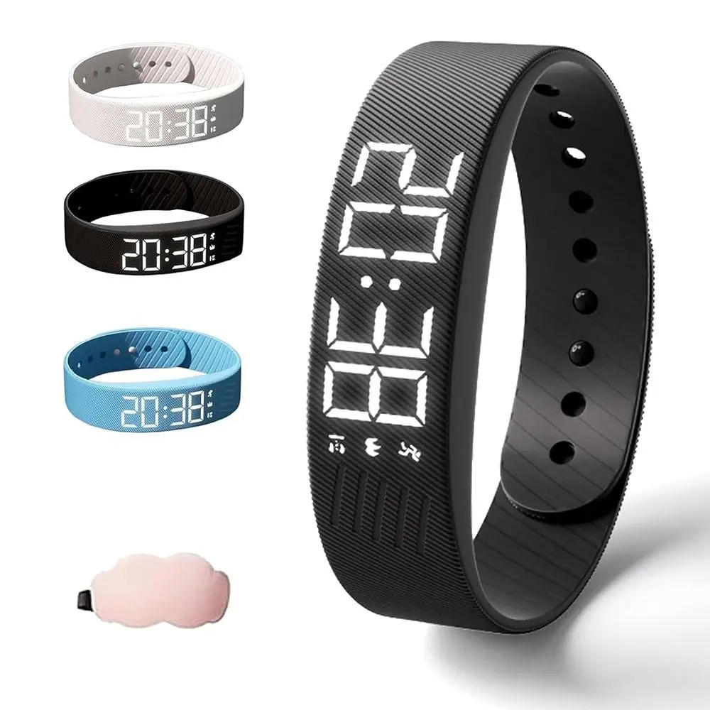 smart bracelet LED Digital Alarm Clock Watch Adjustable Snooze-proof Alarm  with Running Pedometer Waterproof Vibrating Alarm