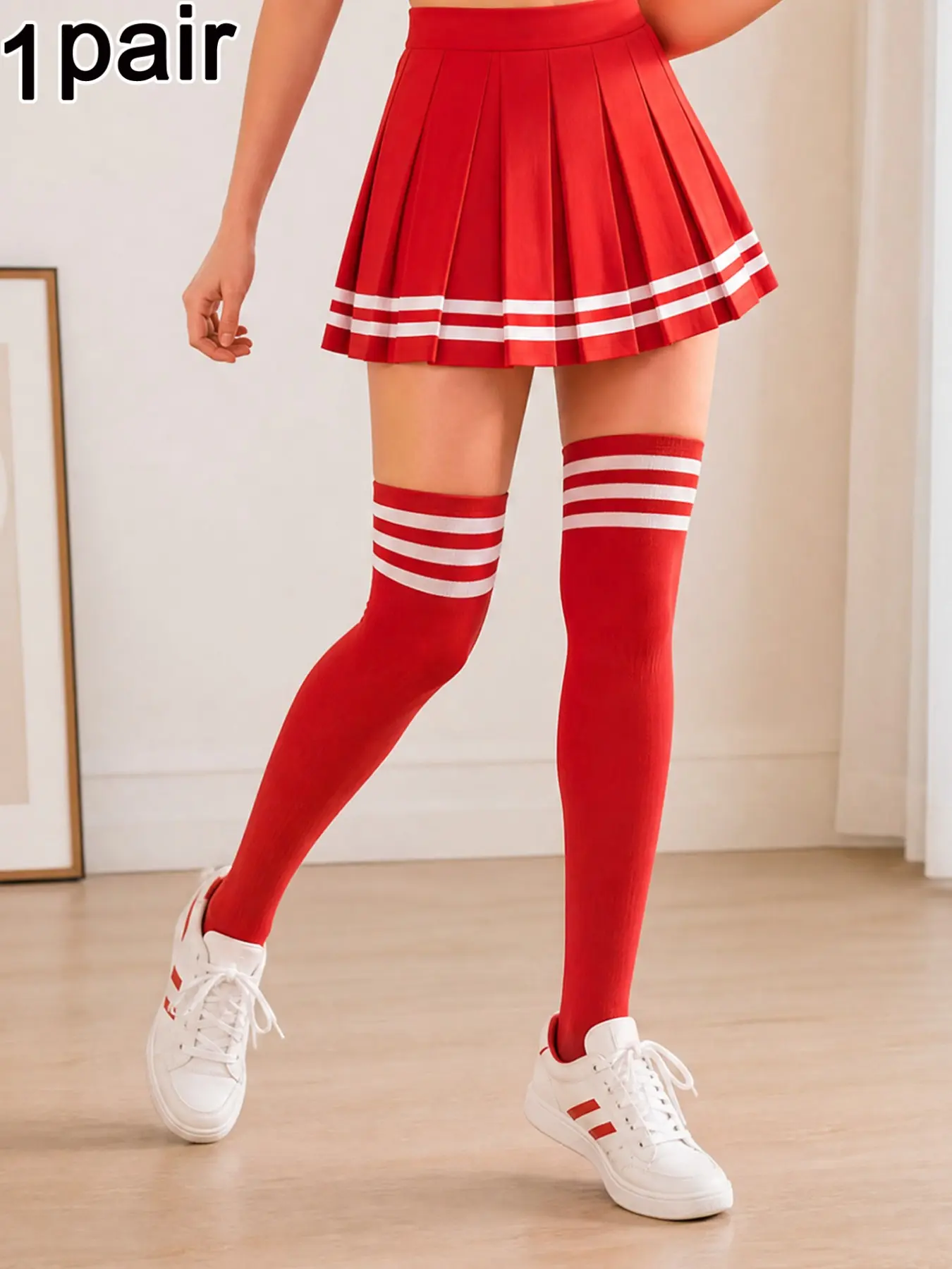 Women's Striped Over-The-Knee Socks, Soft Sensual Pure Desire Style, Festival Party Teen Fashion Socks, 1 Pair Set