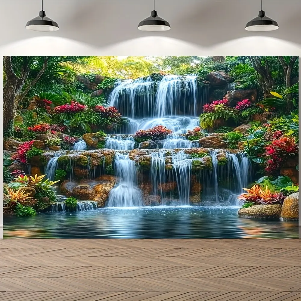 Greenery Floral Backdrop Banner, Natural Forest Theme Party Decoration, Party Decoration Supplies, Botanical Photography Background, 2D Flat Single-Sided Polyester Banner with Metal Grommets, Perfect for Parties, Weddings and Indoor Outdoor Decor