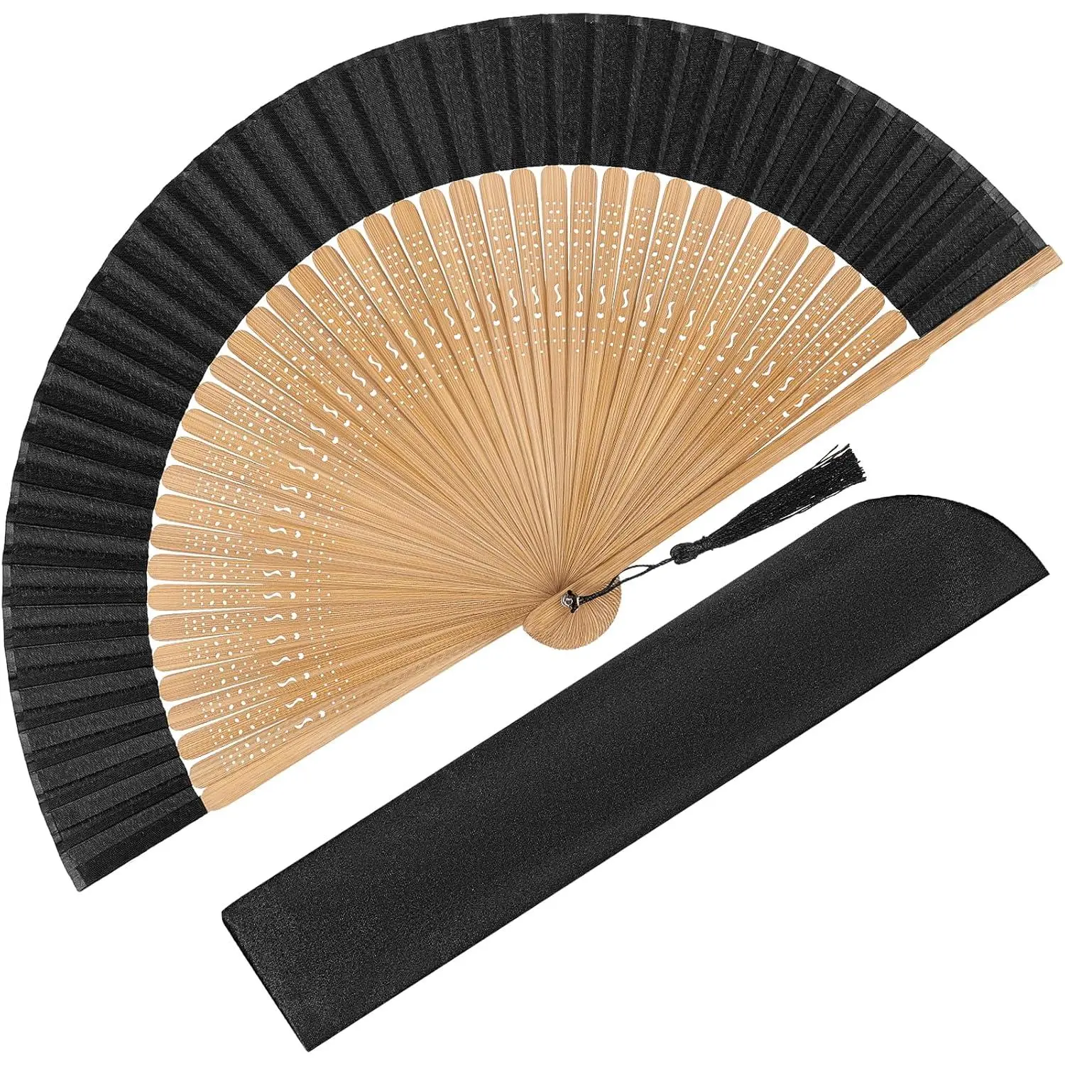 Folding Hand Fan for Women Foldable Chinese    Silk Fan for Dance  Festival  (Brown--S)