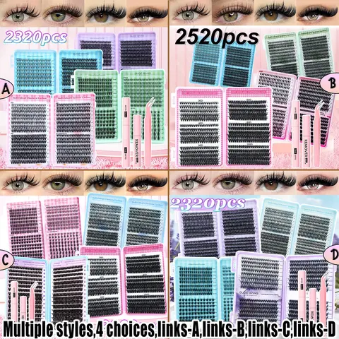 【Black Friday】Large-Capacity Cluster-Style False Eyelashes, Various Styles Available, Easy DIY False Eyelash Extension Kits, DIY Eyelash Extensions, Includes Dual-Head Adhesive, Tweezers, Removal Solution, Suitable for Beginners and Professionals