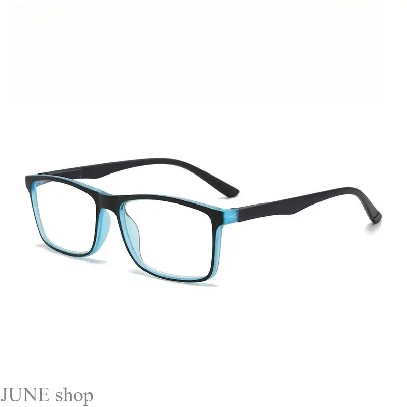 Two-Tone Rectangle Optical Eyeglass Frame Unisex For Men Women, Lightweight Flexible Metal Spring Hinge Prescription Eyewear With Clear Lenses, Comfort Glasses Ideal For Office Computer Work And Daily Casual Styling