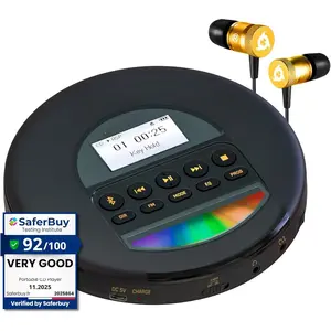 Nomad - Portable CD Player with Long-Lasting  - with Headphones - Radio FM - Compatible MP3 CD Player Portable - TF Card Radio FM  - Ideal for  - Or