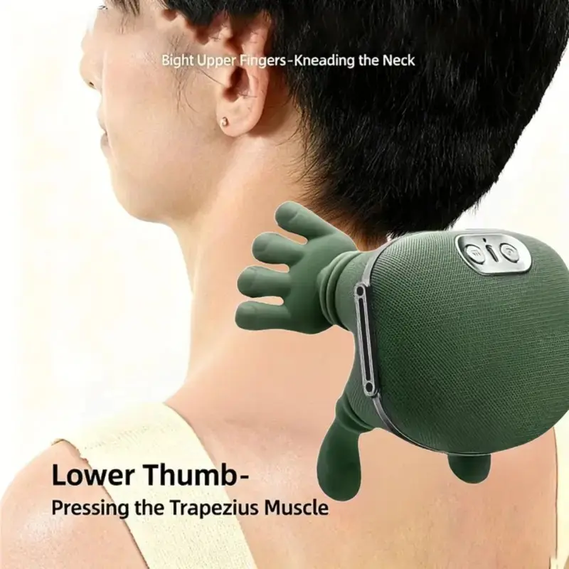 Electric Shoulder Massager with Heat Therapy, Wireless Adjustable Silicone Kneading, Deep Tissue Pain Relief, Neck and Back Relaxation Aid