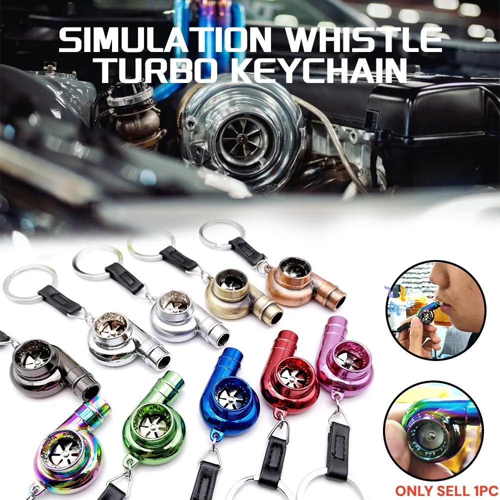 1 Piece JDM Creative Car Turbo Tuning Whistle Sound Keychain Sleeve Bearing Spinning Menal Alloy Auto Part Toy Turbine Key Chain Key Ring Car Key Chains