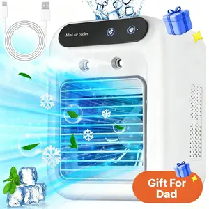 [FathersDayGift] 2026 NEW Portable Air Cooler,3-in-1 Cooling Fan with 2 Mist Speeds – Personal Evaporative Cooler for Bedroom, Office & Camping, 1800mAh Battery & 500ml Tank Portable Air Conditioner,summerwins