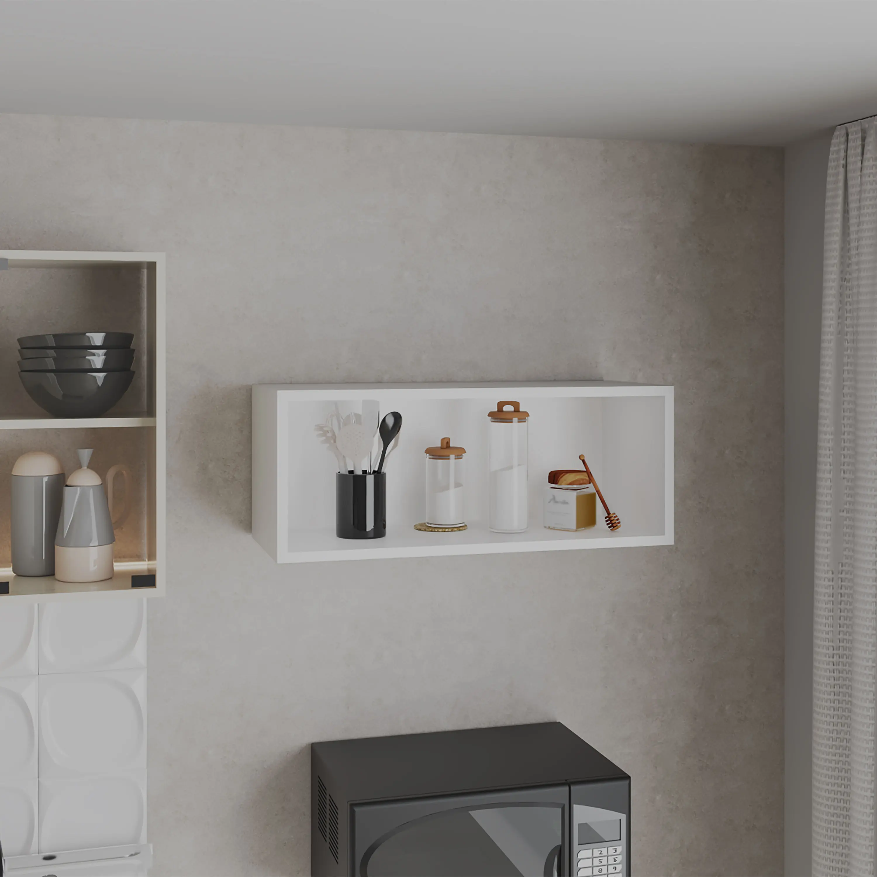 Nokaa Wall Mounted Kitchen Cabinet 12H x 30W x 12.5D in White Engineered Wood – Compact Storage with 1 Shelf, FSC Certified, TSCA & CARB Phase II Compliant, Ready to Assemble