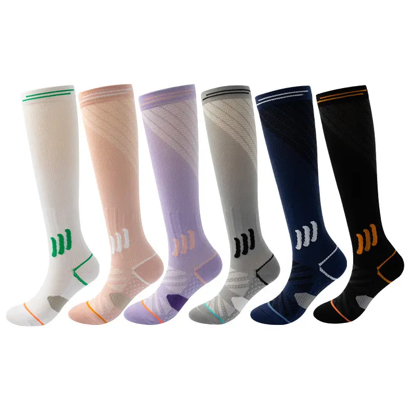 Summer Breathable Massage Compression Calf Socks Graduated Pressure Muscle Protection Athletic Socks for Women Running Jump Rope Yoga Fitness Cycling Walking Gym Workout Daily Wear Leg Support
