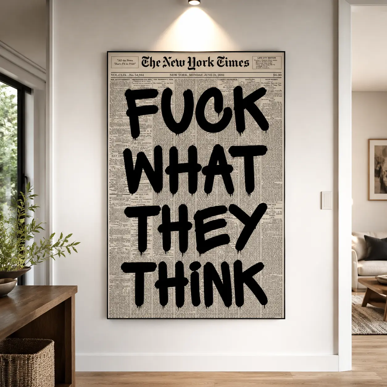 Retro Fuck What They Think Newspaper Poster, Motivation Poster, Aesthetic Typography Wall Art, Wall Decor, Powerful Quote Art Print, Vintage Newspaper Style, Minimalist Home Decor, Modern Wall Art, Gift for Him, Gift for Her