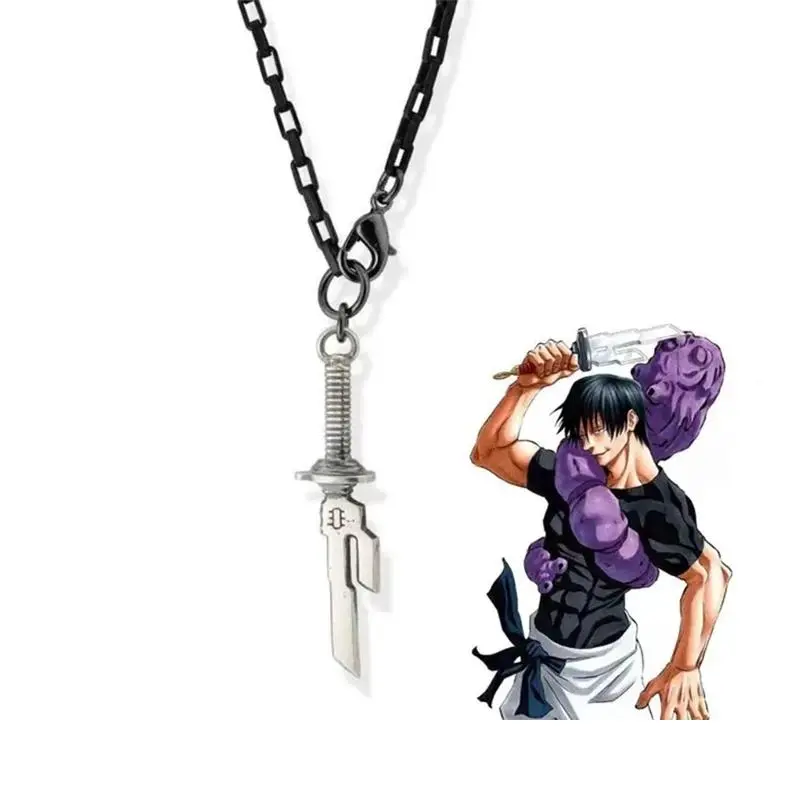 Anime Jujutsu Kaisen Toji Fushiguro Cosplay Necklace Inverted Spear of Heaven Weapon Keychain Choker Jewelry Gifts
