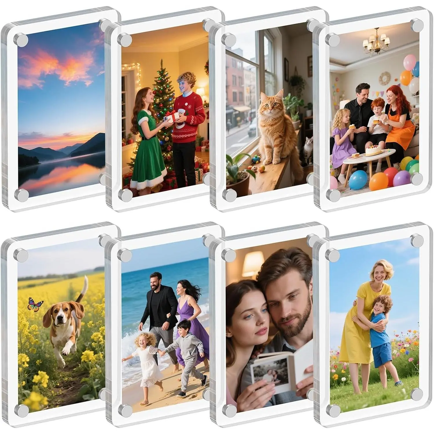 8 Pack Acrylic Magnetic Picture Frame for Fridge, 2.36x3.54" Polaroid Frame