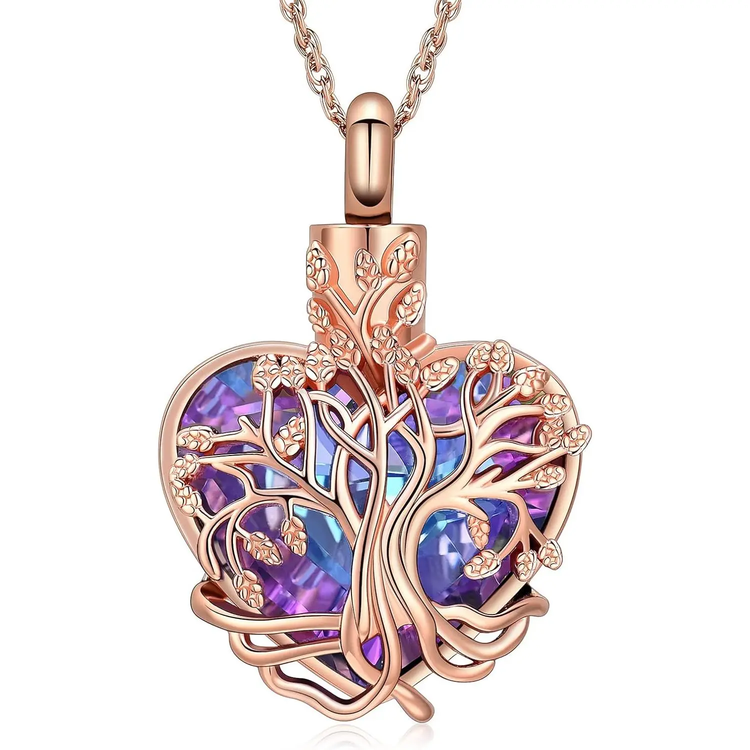 Heart Urn Ashes Necklace  Women Tree of Life Cremation Crystals Ash Pendant Loved One Memorial Jewelry New model