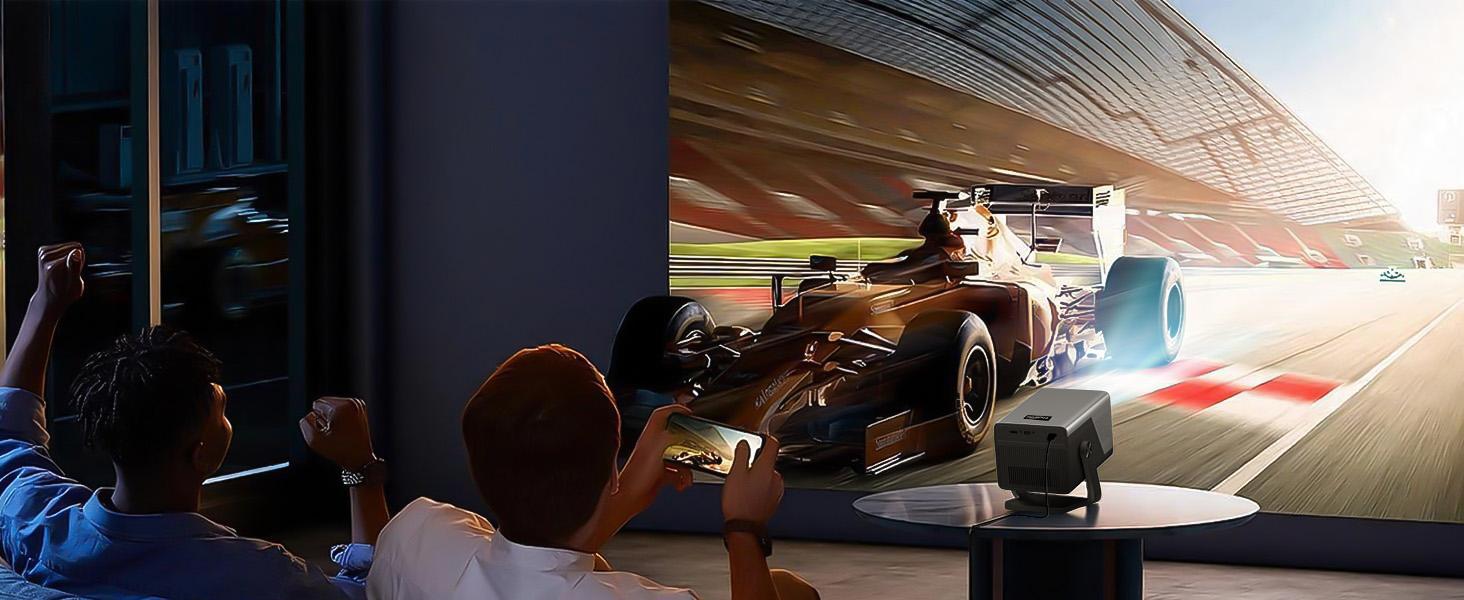 Native 1080P 8K Supported Projector | 1400 ANSI Smart Projector with Android 14, WiFi 6 & Bluetooth 5.4, Auto Focus/Keystone, 200" Display for Home & Outdoor