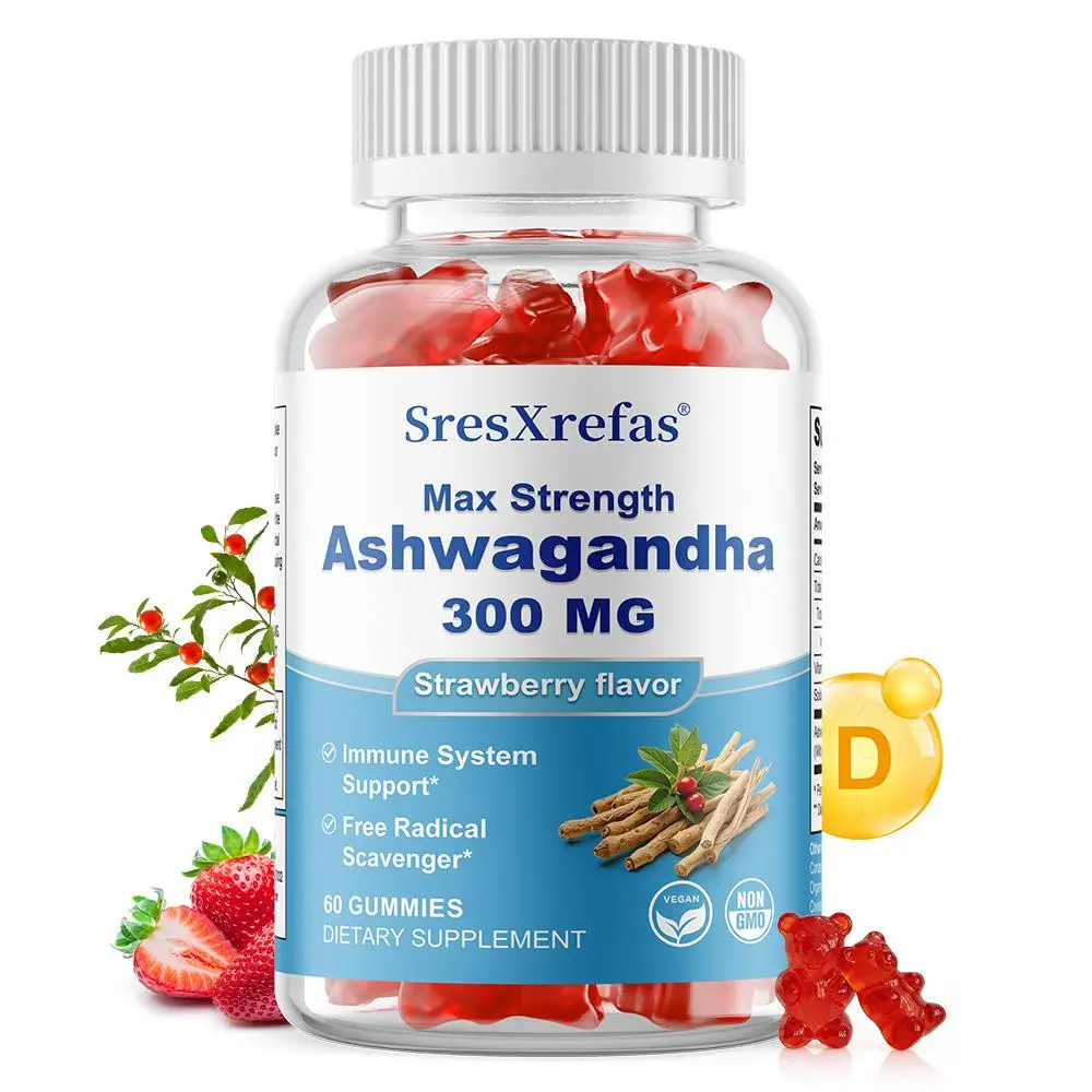 Organic Ashwa Ashwagandha Health Gummies - 60 Pieces, Prop 65 Safe Immune Support & Energy Boosting Wellness Supplement with Stamina Enhancement