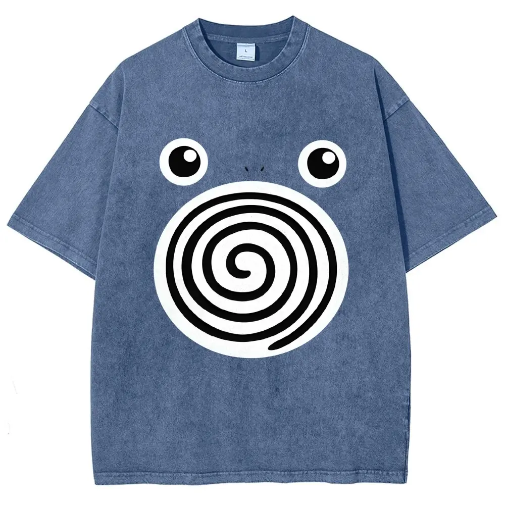 Unisex Abstract hypnotic spiral big-eyed cute cartoon Graphict Washed T-Shirt Personalized Pattern Y2k Clothing Round Neck Washed T-Shirt,Women's Clothing 100% Cotton, Menswear, Top, Vintage Style,Summer Casual Oversized