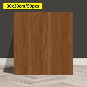 50 Sheets Large Pack Economical, 3D Wood Grain Wallpaper 30x30cm Self-Adhesive Thick, Easy Peel and Stick, Renovate Entire Wall in One Box