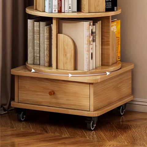 5 Tier Rotating Bookshelf, 360° Display Round Spinning Bookshelf with Wheels, Space-Saving, Small Space Rotating Bookshelf Tower for Bedroom, Living Room, Home, Office