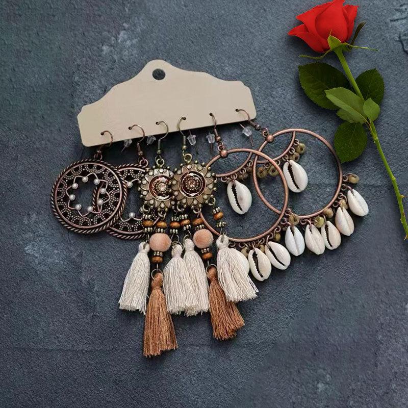 Bohemian Tribal Retro Ethnic Style Long Tassel Earrings for Women, Vacation & Travel Photography Jewelry