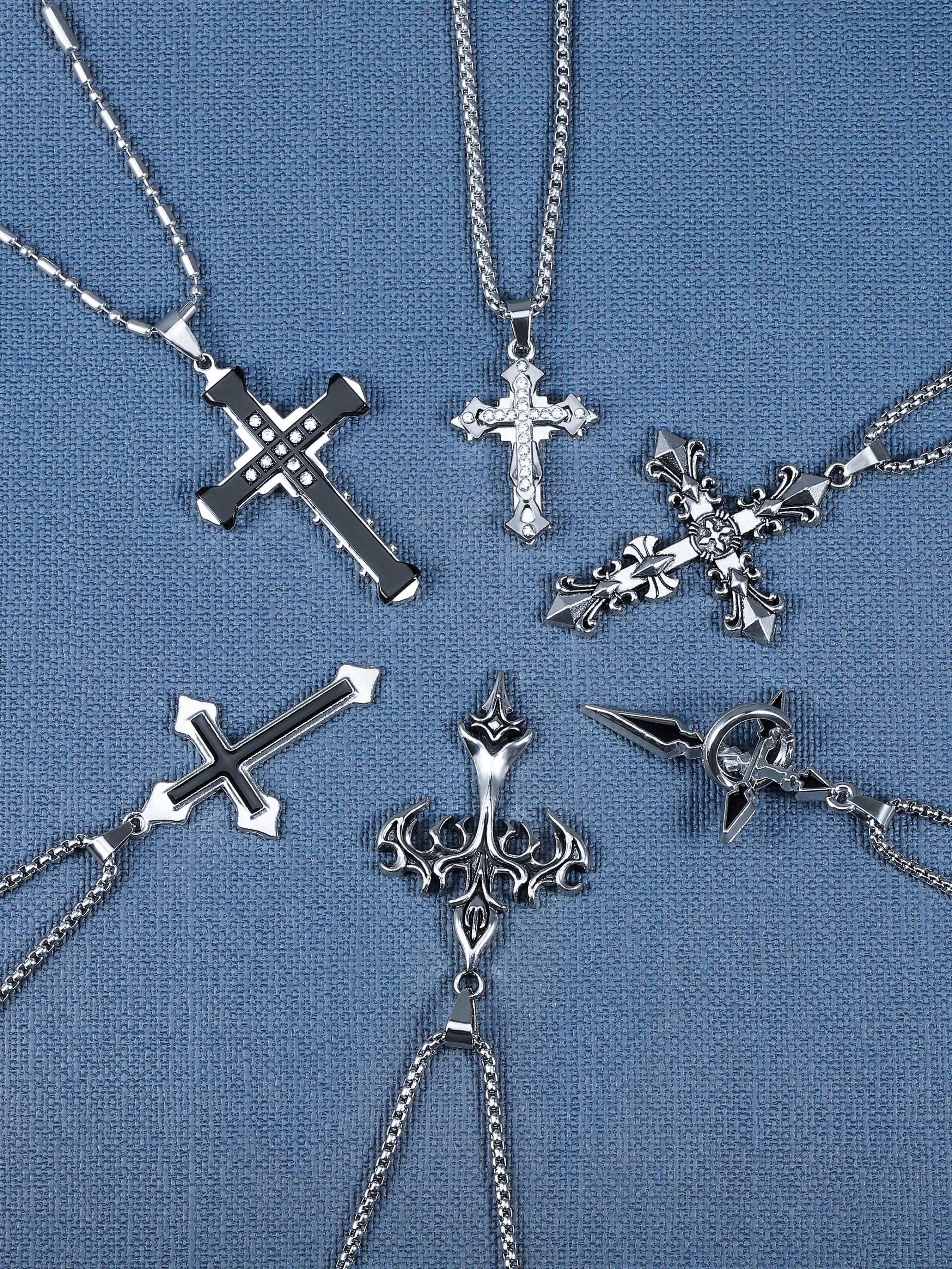 Street Style Cross Pendant Necklace, Stainless Steel Jewelry for Party, Daily Clothing Decor, Trendy All-match & Exquisite Jewelry for Birthday Gift, Cross Necklaces