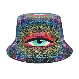 Punk Hippie Fisherman Hat, Reversible and Foldable Bucket Hat, Vibrant Bucket Hat, Unisex Outdoor Sports and Leisure Fashion Sun Hat, Suitable for Festivals, Parties, and Adventures