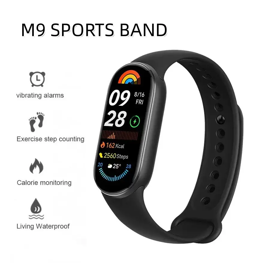 M9 Smart Wristband, Multi-Functional Sports Band, Unisex, Vibration Alarm, Waterproof, Step Counter, Analog-Digital Display, Wearable Fitness Trackers