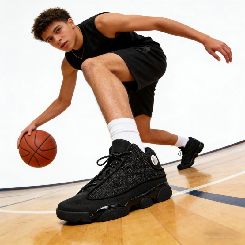 2026 New Men's Retro Black Mesh Basketball Sneakers - Casual Streetwear High-Top Shoes for All-Day Wear