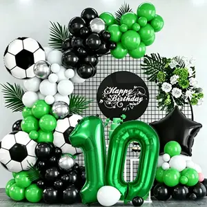 32-Inch/5-pcs Football Number Aluminum Foil Balloon Set, Reusable, Easy to Inflate, Perfect for Soccer Birthday Parties, Sports Graduation Events