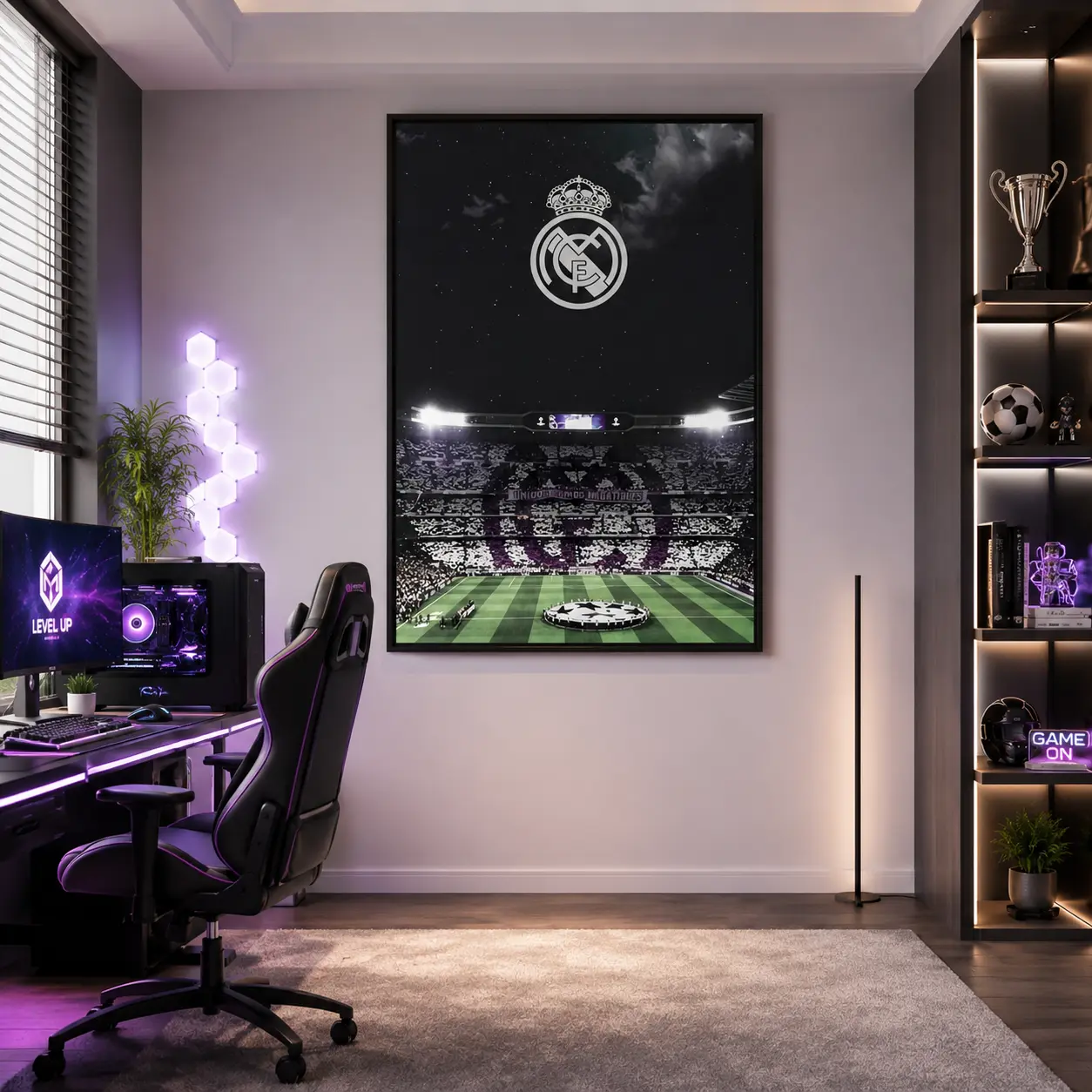 1 piece/set of frameless canvas painting print poster, classic realistic landscape art, Bernabéu Stadium, perfect gift for football culture lovers, ideal gift for bedroom, living room, kitchen, dormitory corridor, mural, wall decoration, room decoration