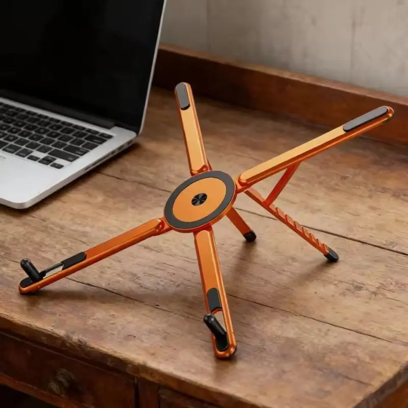 Adjustable Laptop Stand, Laptop Holder Compatible with Magsafe, Portable Foldable Computer Riser for Macbook, iPhone, iPad, Tablet, Lightweight Aluminum Alloy, Magnetic Design