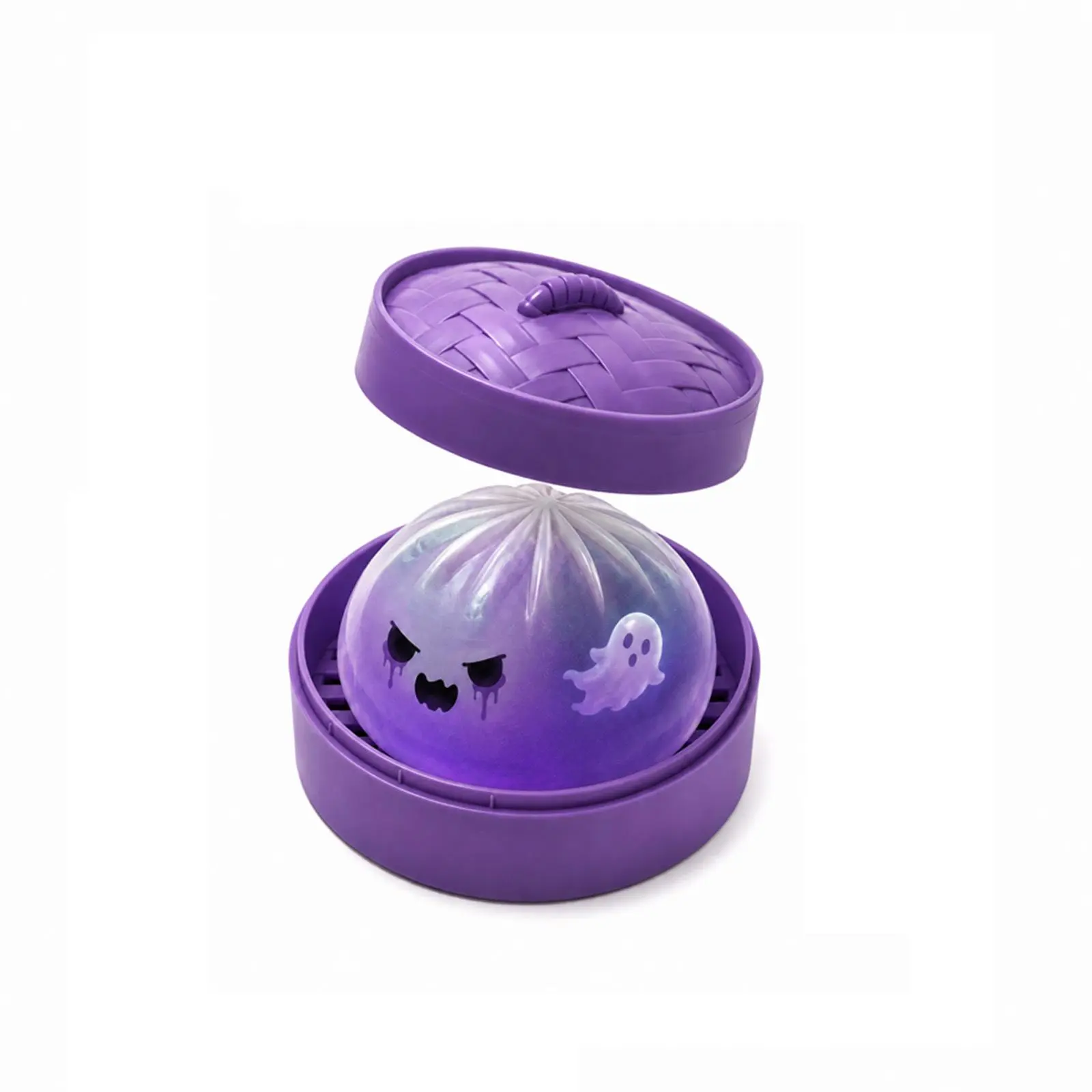Mystery Dumpling Squishy Toy Ghost Edition, Halloween Blind Box Squeeze Stress Relief Toy with Mini Steamer, Cute Kawaii Bao Bun Fidget Sensory Toy for Kids 3+, Rare Ghost Hidden Collectible Toy, Party Gift, Halloween gift
