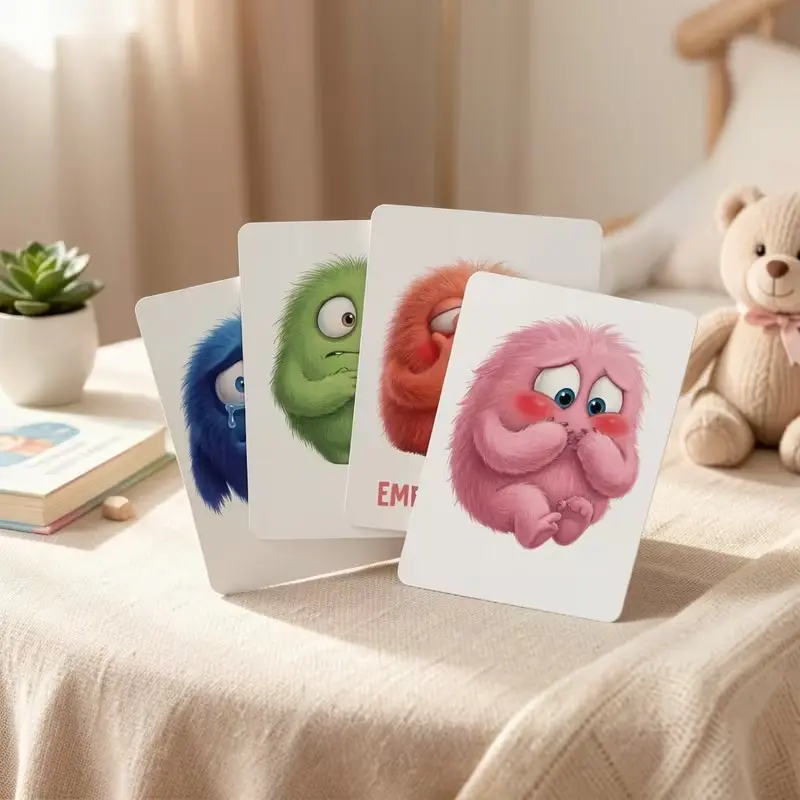 Emotional Cognitive Monster Card Sets, Social Emotional Management Learning Cards, Activity Cards, Learning Flash Cards, Flashcards