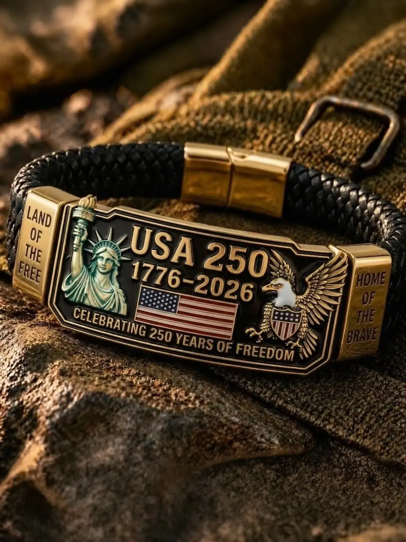 1 Piece Usa 250 Freedom Legacy Bracelet, 250th Anniversary Free Heritage Wristband, Durable Braided Bracelets, Symbolic Jewelry Gift for Celebrations, Exquisite Bracelet