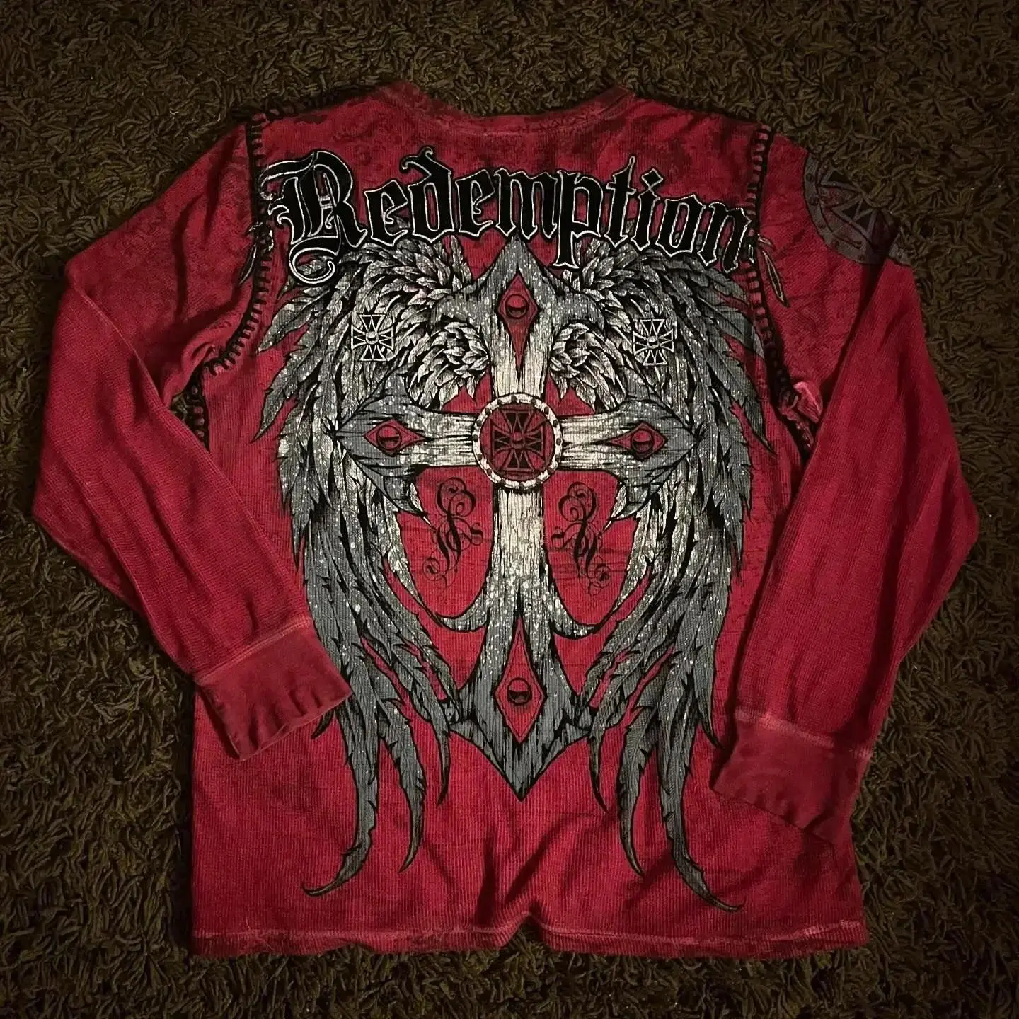 New Long sleeved Affliction T shirt Y2K Hip Hop Round Neck Oversized T shirt Mens Womens Casual Gothic Clothing Tops Streetwear