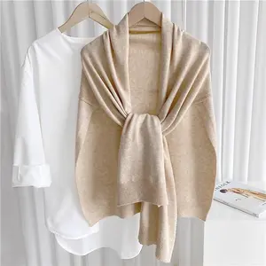 2026 New Korean Ins Style Oversized Shawl Wrap for Women, Multi-Way Knotted Scarf Cape Shrug, Soft Warm Air Conditioning Blanket, Versatile Spring Fall Daily Essential