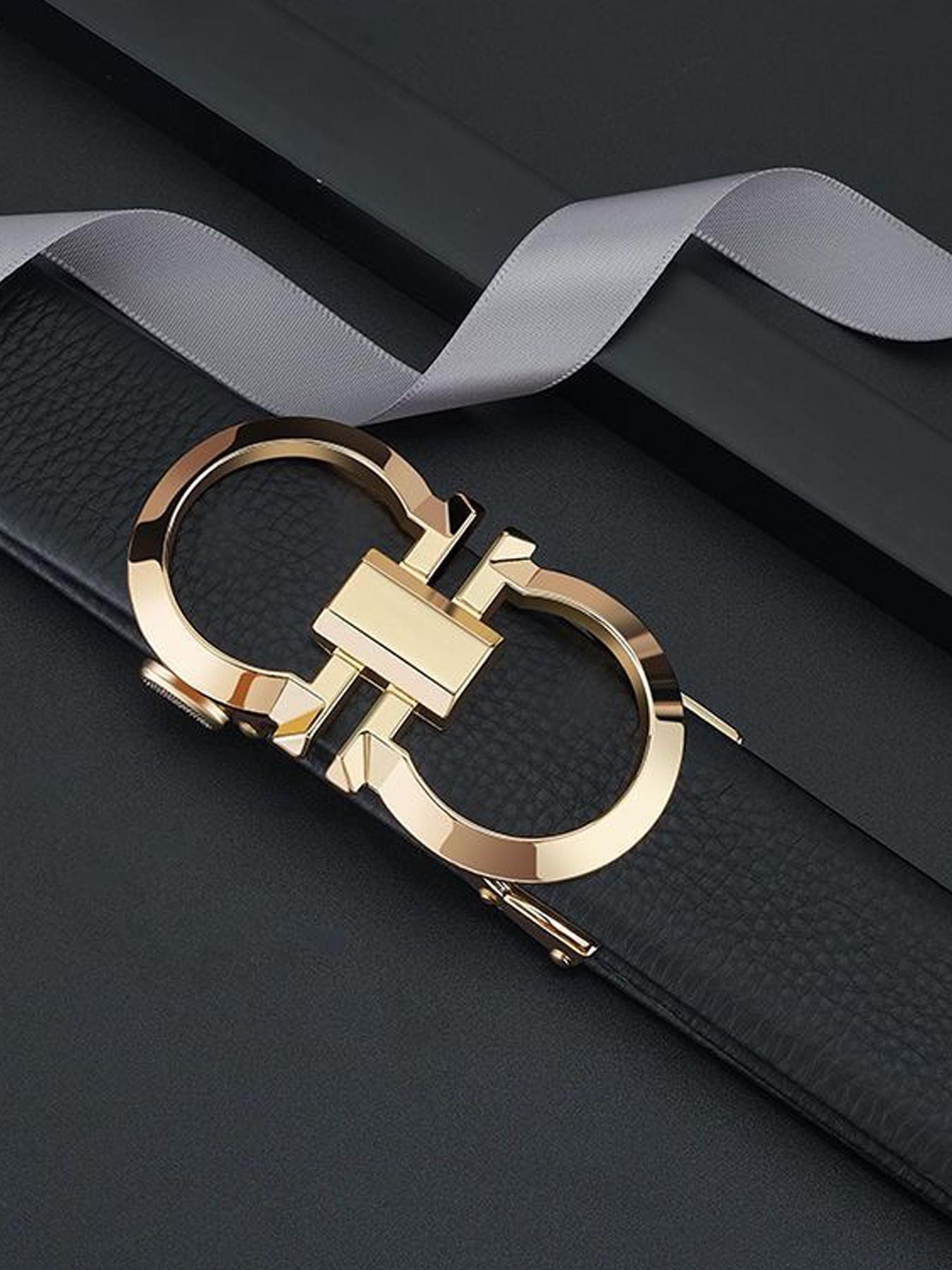 2026 New Arrival Men's PU Leather Belt, Automatic Buckle Business Casual Belt, All-Season Textured Design Men's Belt, Belt with Buckle
